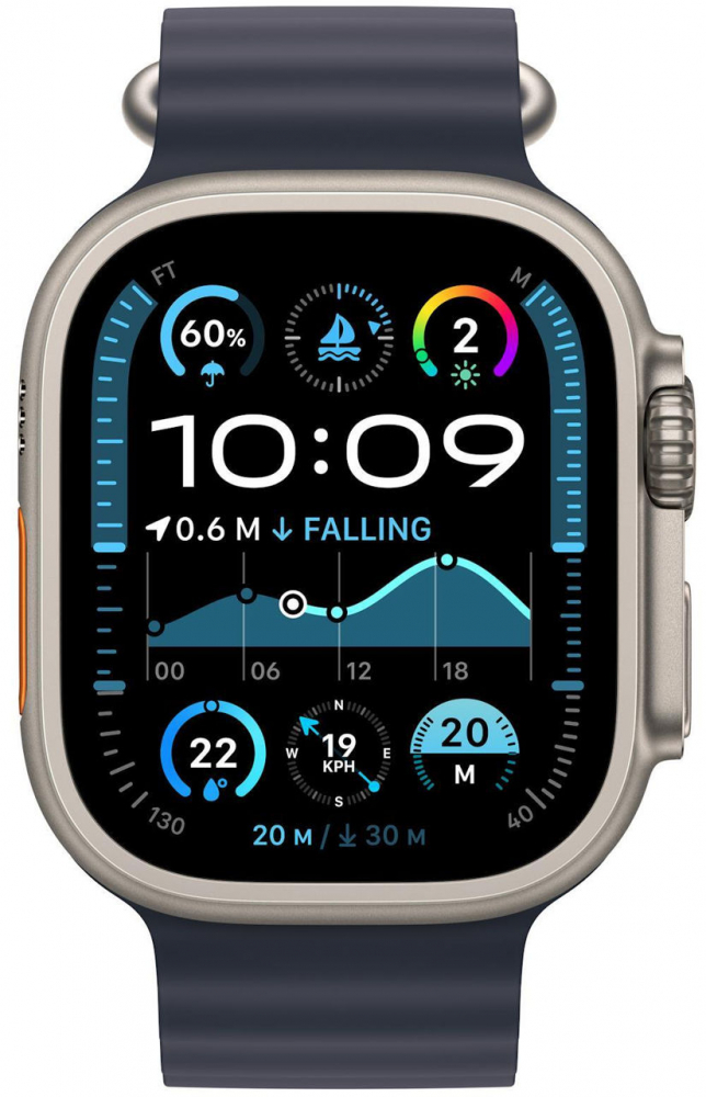 Apple Watch Ultra 2 GPS+LTE 49mm MX4D3 Natural Titanium Case, Navy Ocean Band [2]