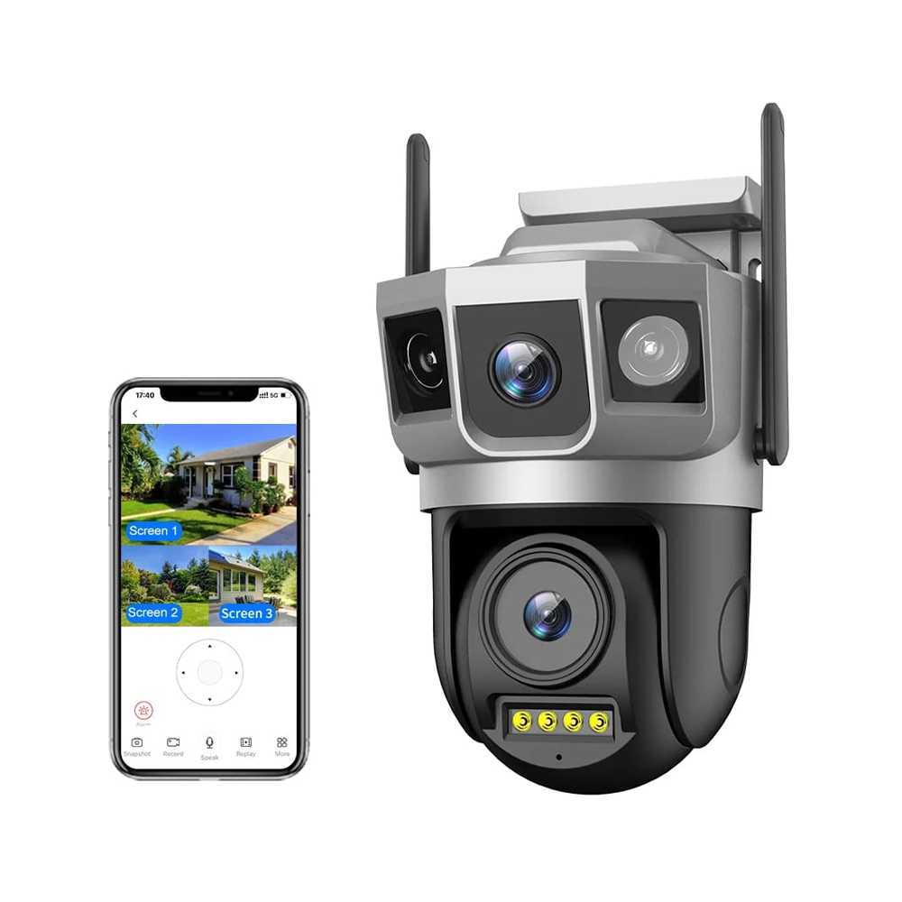 Saikiot CCTV Security Dual Lens Camera V380 Pro 4G Camera 8MP 10X Zoom 4K WIFI, Black [2]
