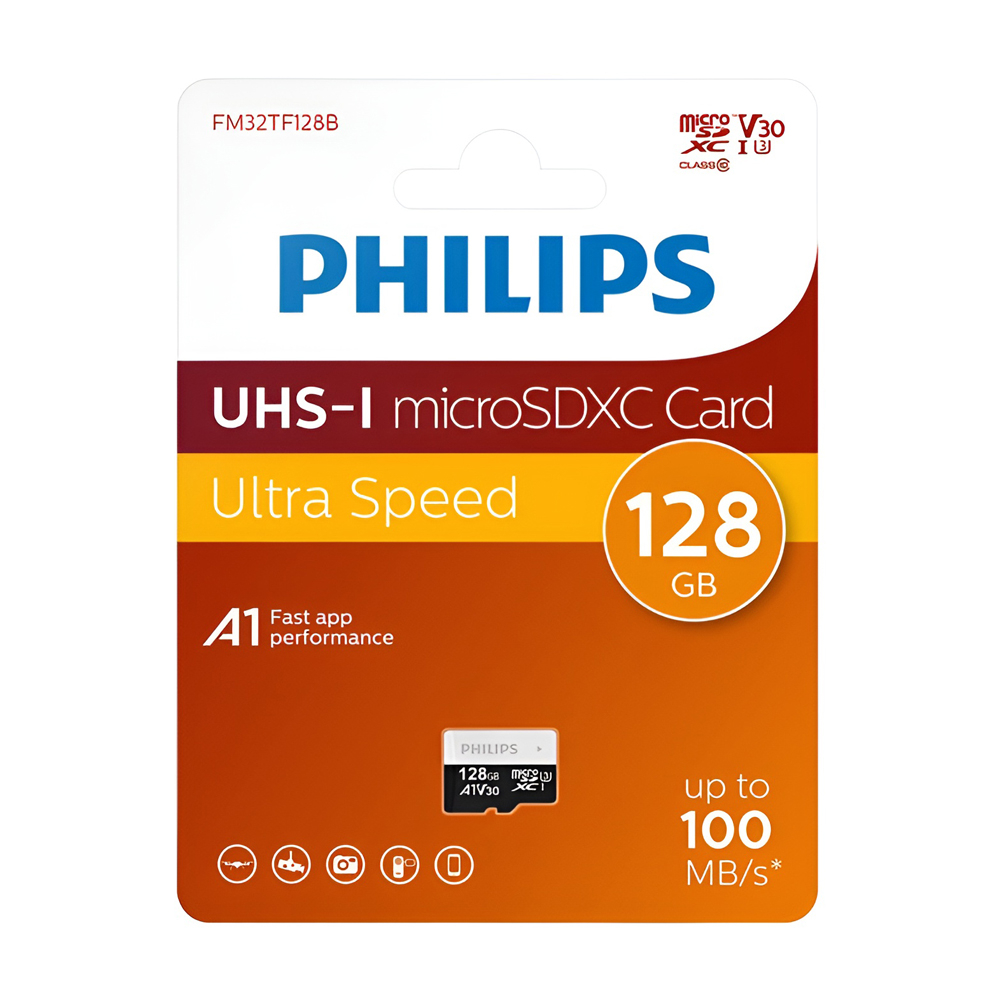 PHILIPS MicroSD-карта UHS-I (U3) (V30) объемом 128 ГБ. [2]