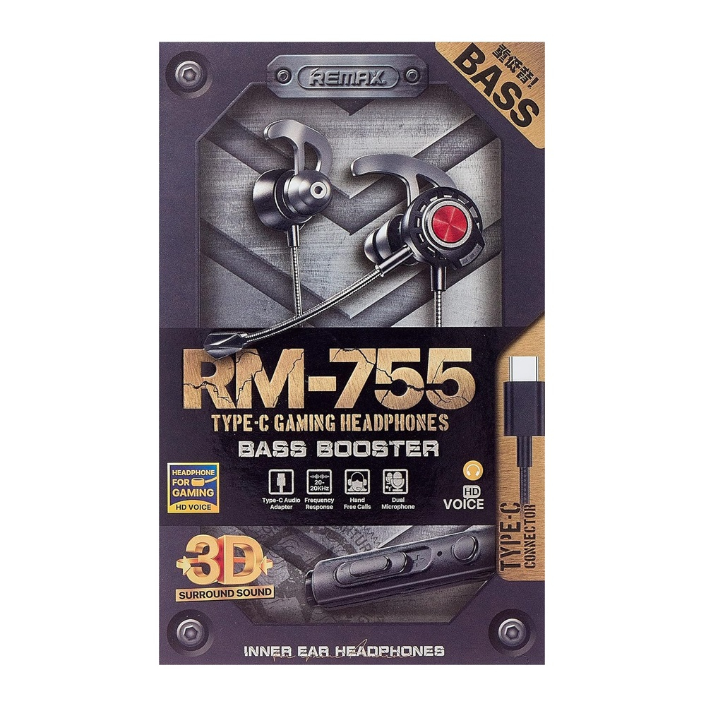 Remax Headphone Type-c RM-755 Gaming, Black-Red [3]