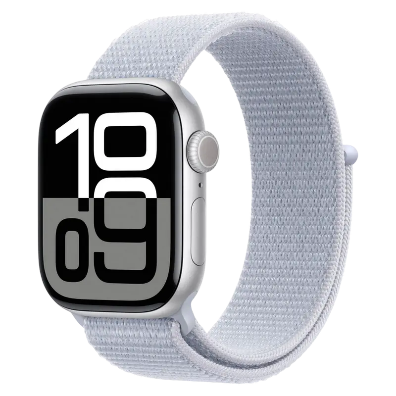 Ceas Apple Watch Series 10 GPS, 42mm Silver Aluminium Case with Blue Cloud Sport Loop, MWWD3 [1]
