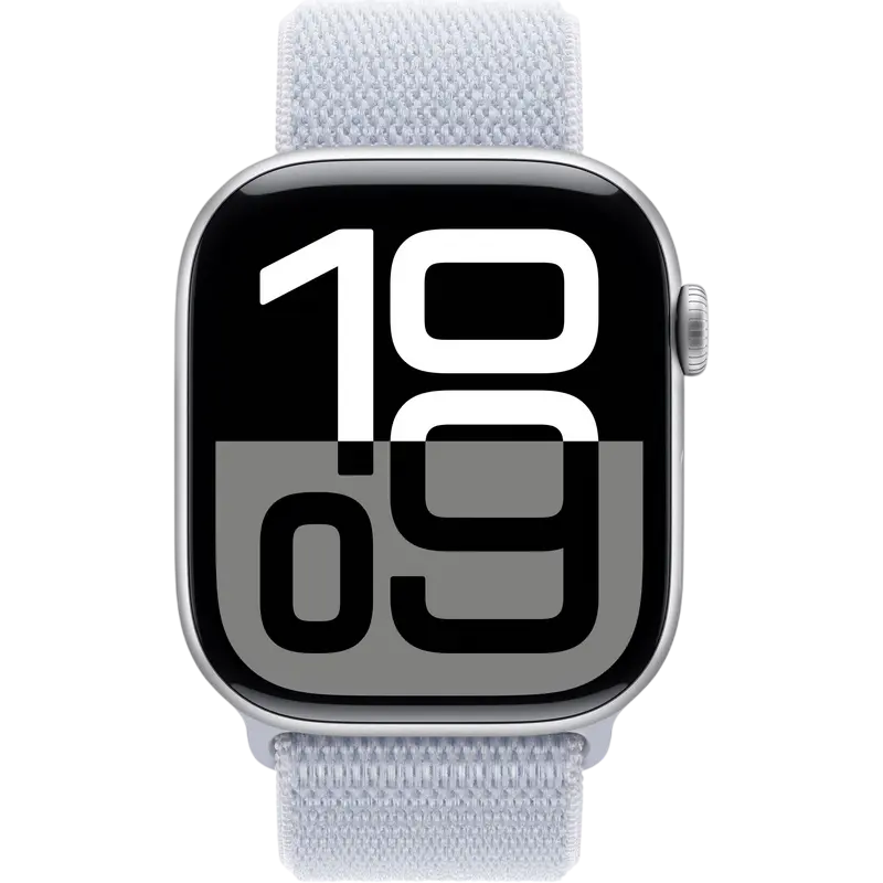 Ceas Apple Watch Series 10 GPS, 46mm Silver Aluminium Case with Blue Cloud Sport Loop, MWWN3 [2]