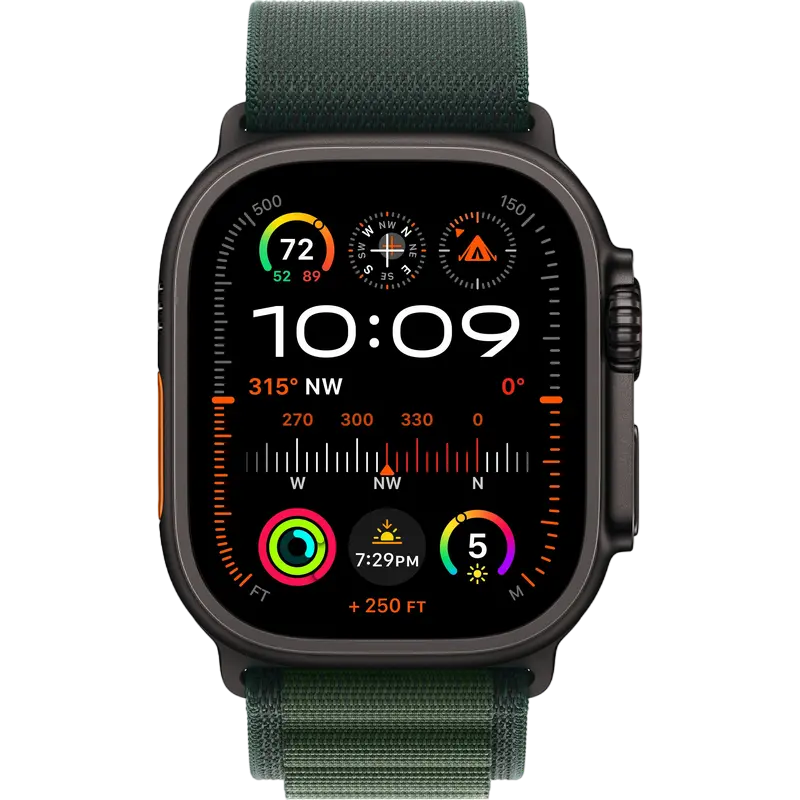 Ceas Apple Watch Ultra 2 GPS + Cellular, 49mm BlackTitanium Case with Dark Green Alpine Loop - Medium, MX4R3 [3]