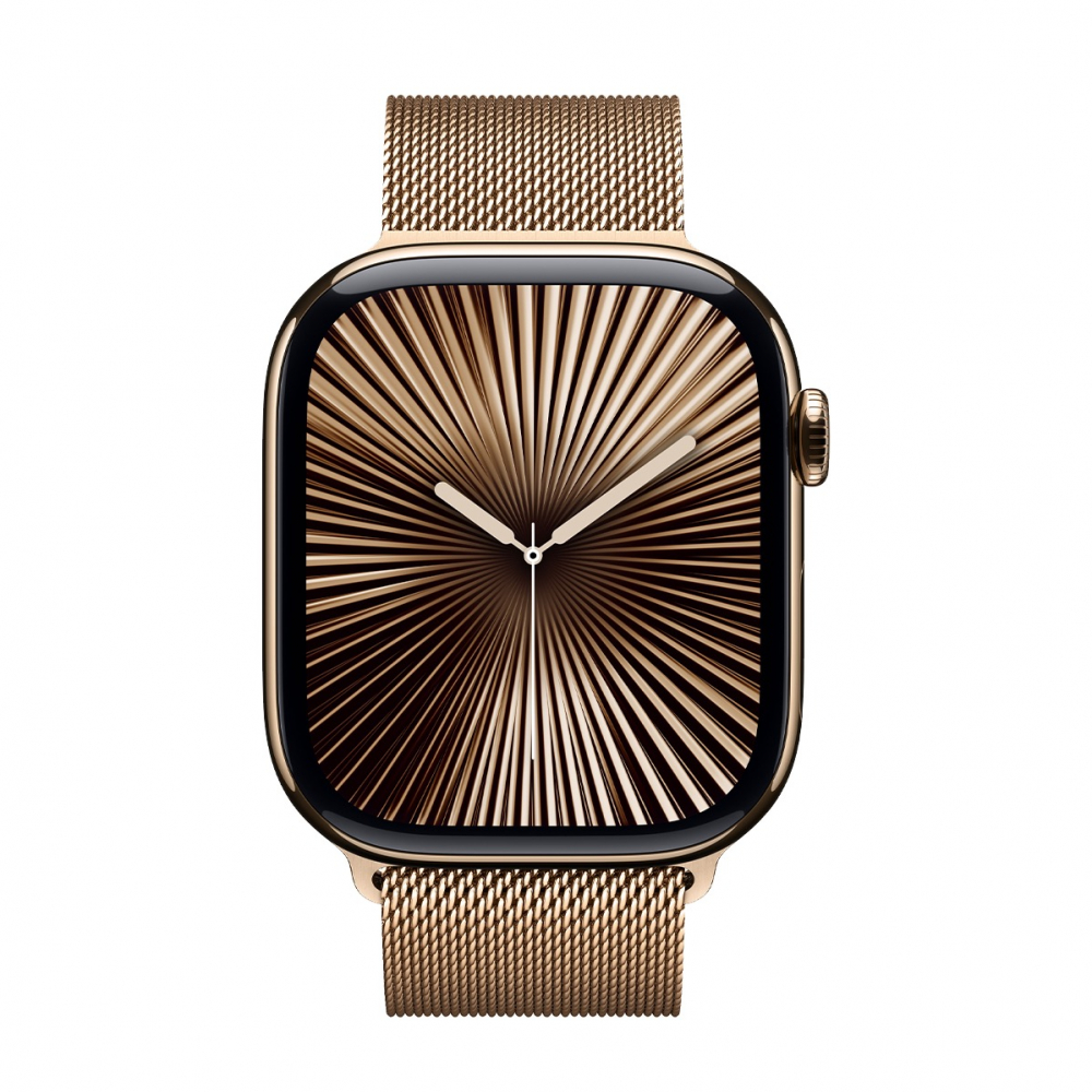 Ceas inteligent Apple Watch Series 10 GPS+LTE 46mm MC7T4 Gold Titanium Case with Gold Milanese Loop, S/M [1]