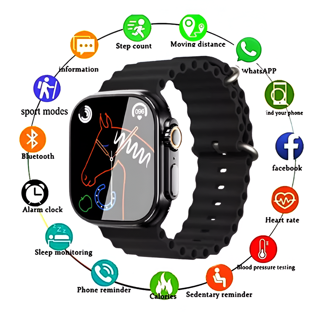 Умные часы Charome Smart Watch HD Call T8s Ultra Max, с двумя ремешками, черные. [3]