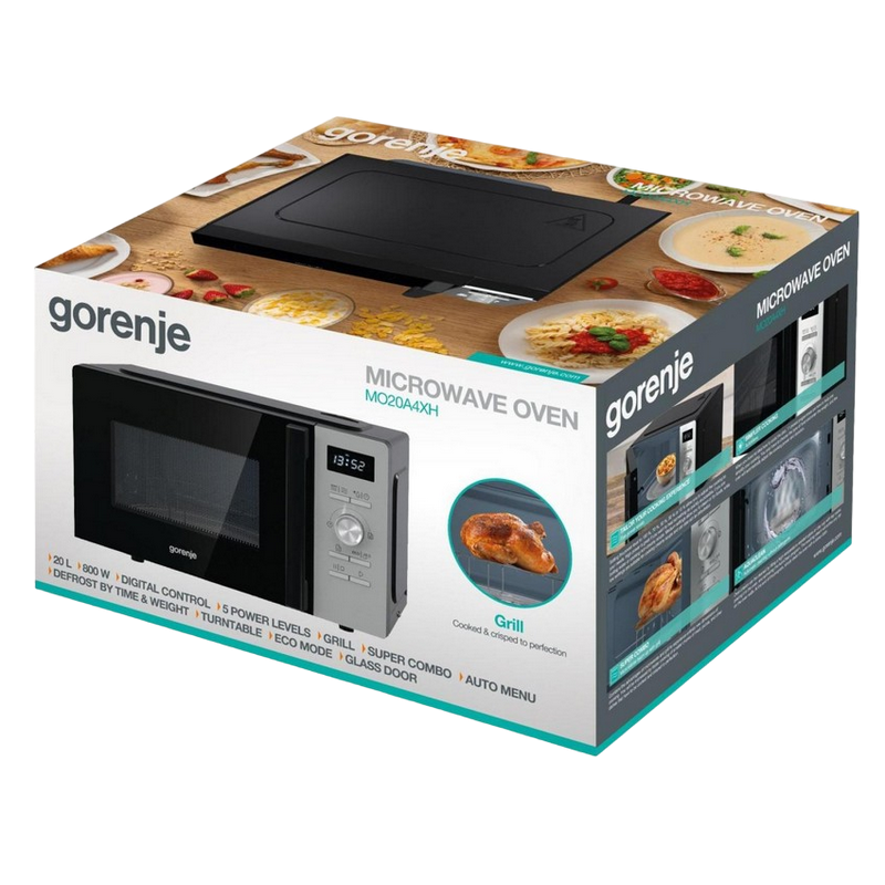Микроволновая печь Gorenje MO20A4XH, 20Л, Нержавейка, Гриль, Механическая [2]