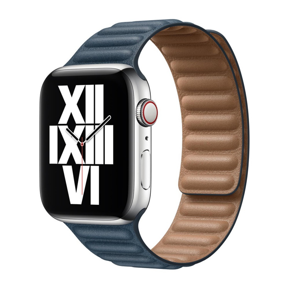 Кожаный ремешок для Apple Watch 42/44/45 мм M/L синий [2]