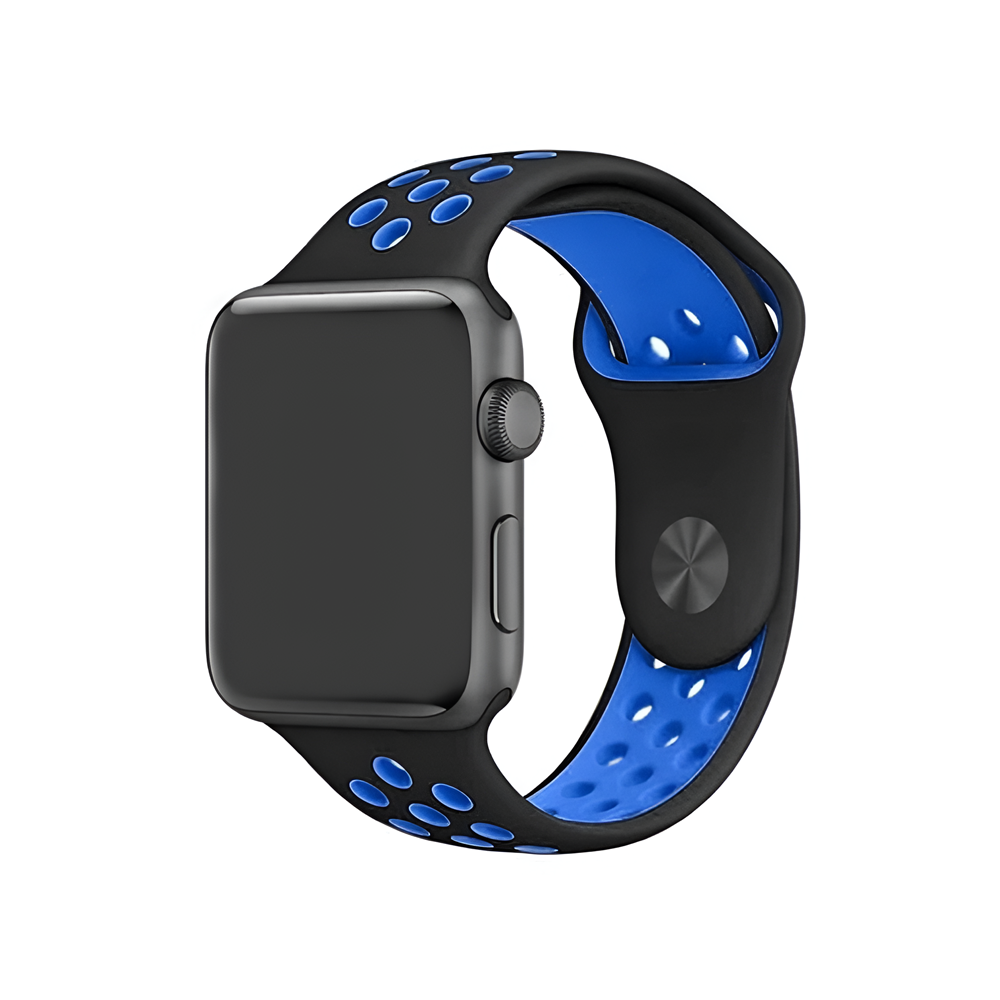 Sport Apple Watch Strap Silica Gel 42/44/45mm M/L Blue Black [1]