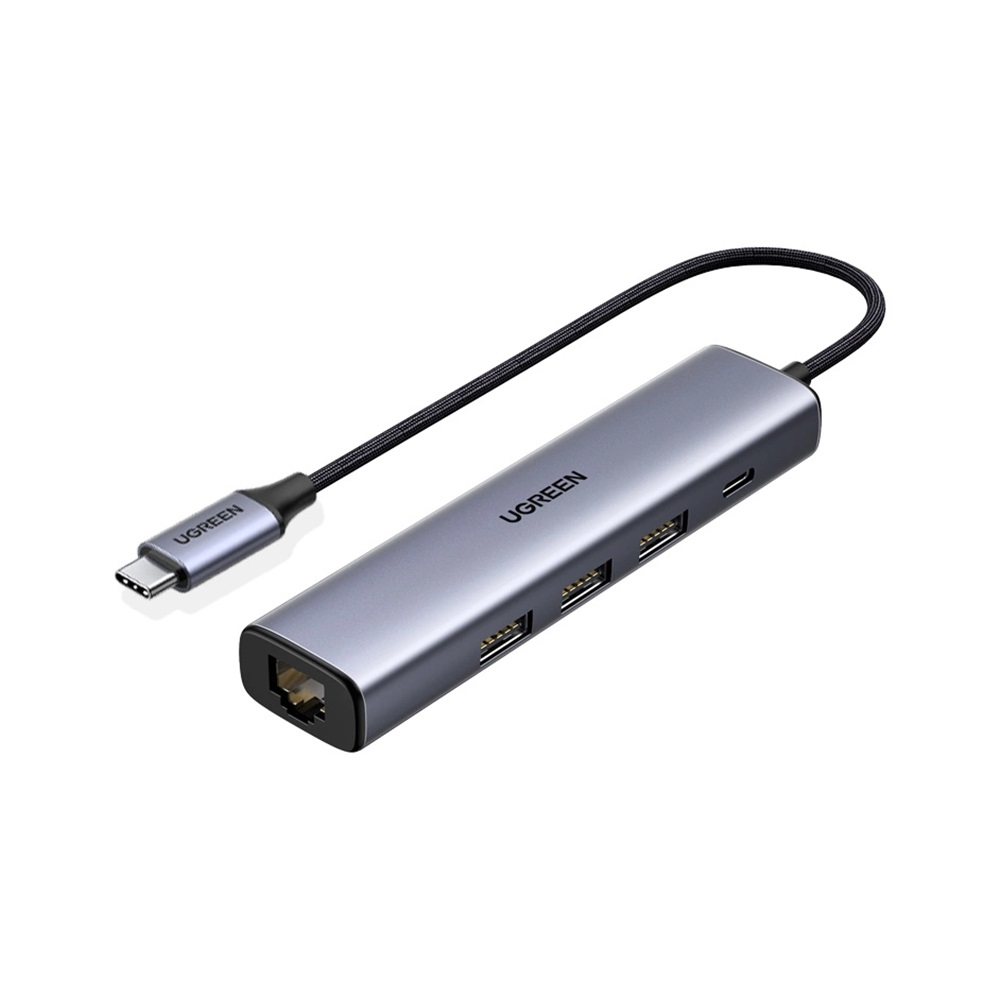 UGREEN HUB 4in1 Type-C 3.0 to 3*USB 3.0 + Gigabit RJ45 + Type-C PD 100W CM475, Space Grey [2]