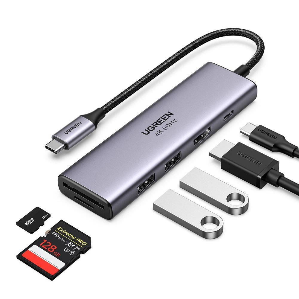 UGREEN HUB 6in1 Type-C 3.0 в 3*USB 3.0 + HDMI + SD/TF CM511, Space Gray UGREEN HUB 6in1 Type-C 3.0 на 3*USB 3.0 + HDMI + SD/TF CM511, Space Gray [3]
