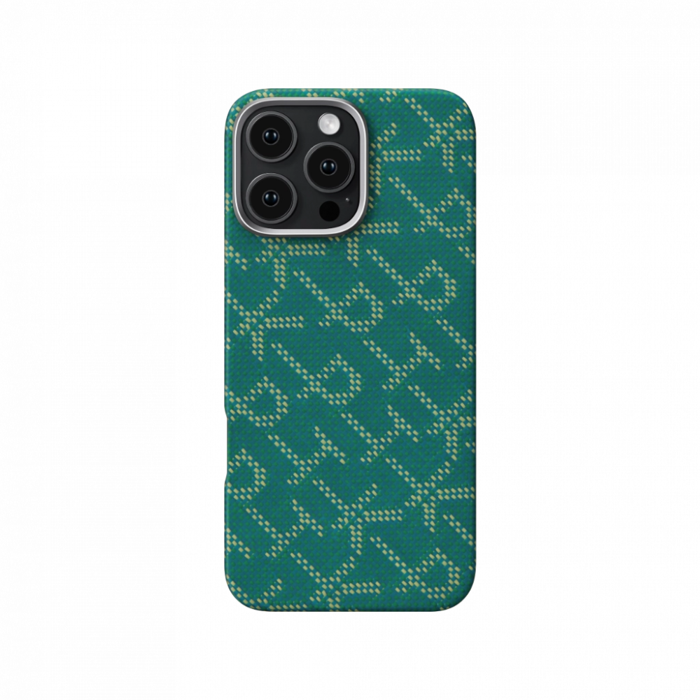 Чехол PITAKA для iPhone 16 Pro max Monogram-Gold/Green Tactile Woven Case [7]