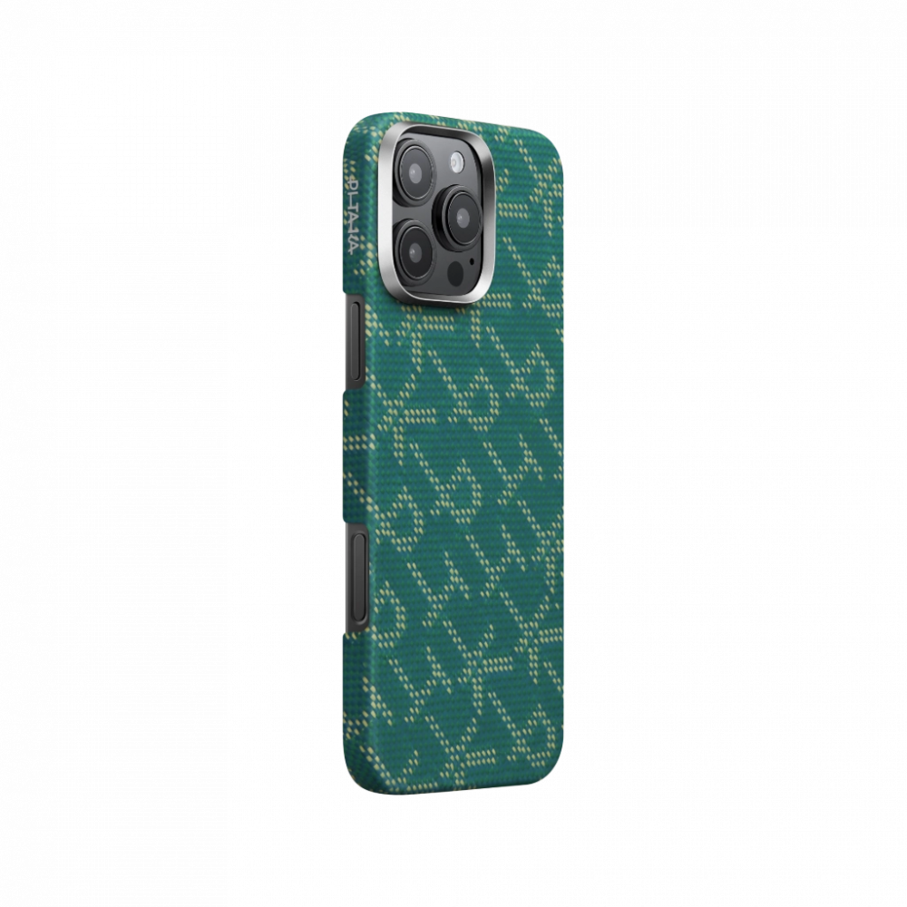 Чехол PITAKA для iPhone 16 Pro max Monogram-Gold/Green Tactile Woven Case [6]