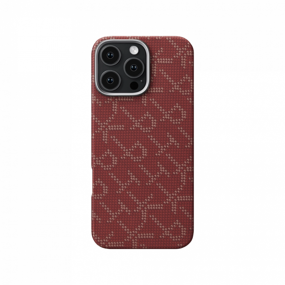 Husa PITAKA pentru iPhone 16 Pro Monogram-Gold/Red Tactile Woven Case [7]