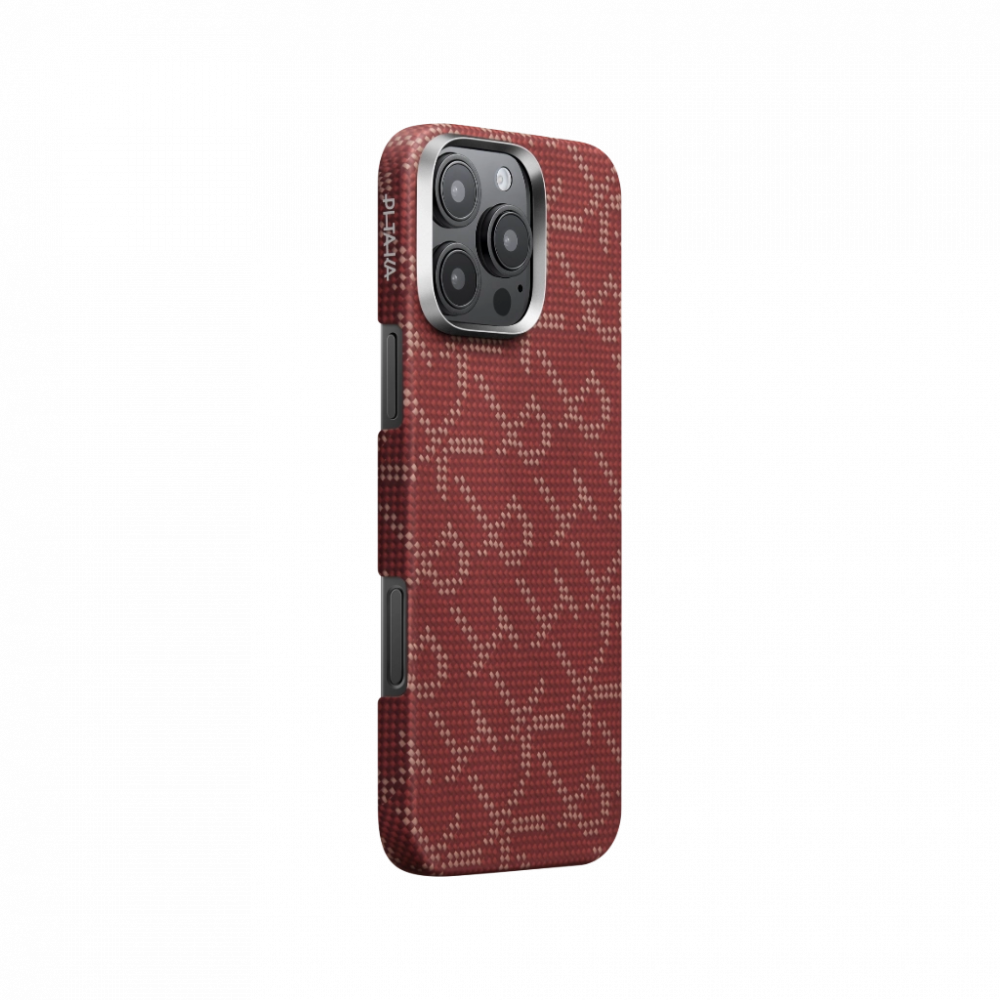 Husa PITAKA pentru iPhone 16 Pro Monogram-Gold/Red Tactile Woven Case [6]