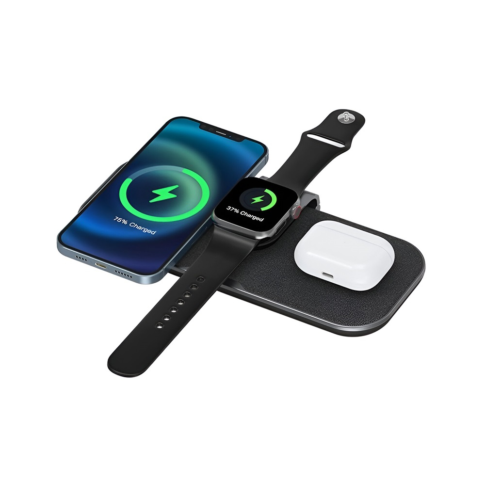 WIWU Wireless Charger 3 in 1 Power Air, Black [2]