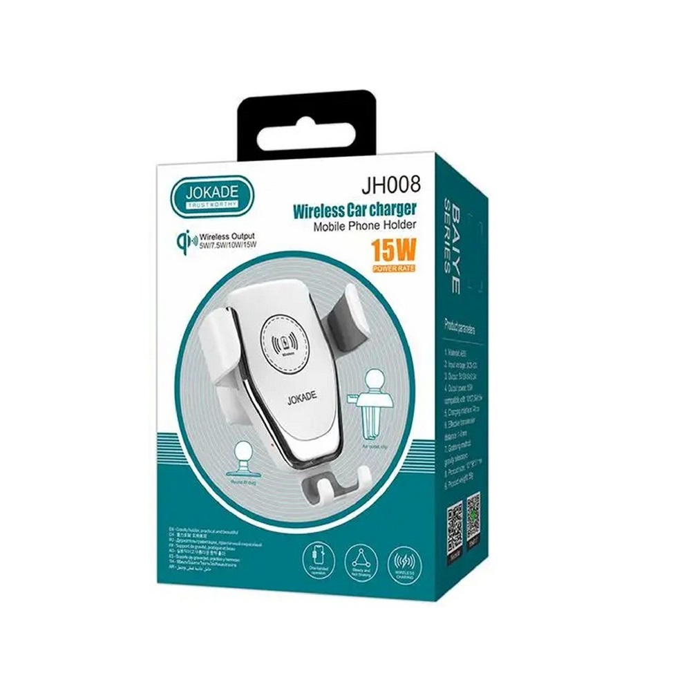 Jokade Car Wireless Charging Gravity 15W Baiye JH008, White [2]