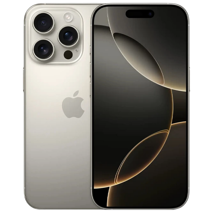 Telefon Apple iPhone 16 Pro 128GB Natural Titanium MD Diagonala ecranului: 6,3 ", Rezolutia ecranului: 1206 x 2622, Max. Rezoluția camerei: 48 MP, Cameră frontală: 12 MP, Chipset: Apple A18 Pro (3 nm), Platformă software: iOS, Grad de protecție: IP68 rezistent la praf/apă, [1]