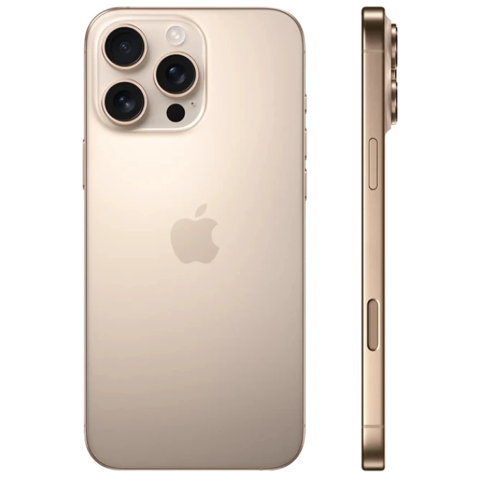 Телефон Apple iPhone 16 Pro Max, 256GB Desert Titanium MD Diagonala ecranului: 6,9 ", Rezolutia ecranului: 1320 x 2868, Max. Rezoluția camerei: 48 MP, Cameră frontală: 12 MP, Chipset: Apple A18 (3 nm), Platformă software: iOS, Grad de protecție: IP67 rezistent la praf/apă, [2]