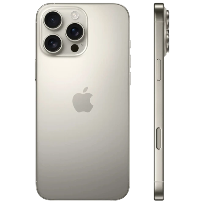 Телефон Apple iPhone 16 Pro Max 256GB Natural Titanium MD Diagonala ecranului: 6,9 ", Rezolutia ecranului: 1320 x 2868, Max. Rezoluția camerei: 48 MP, Cameră frontală: 12 MP, Chipset: Apple A18 (3 nm), Platformă software: iOS, Grad de protecție: IP67 rezistent la praf/apă, [3]