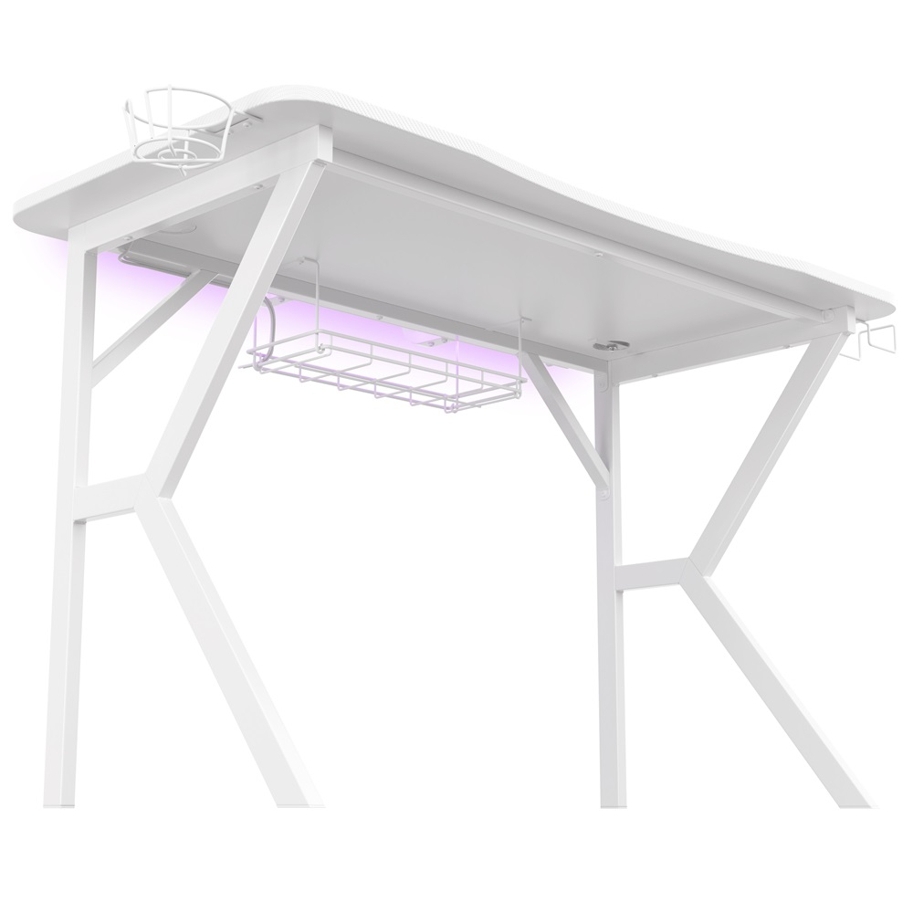 Genesis Desk Gaming Holm 320, RGB Белый (Органайзер, Беспроводное Зарядное Устройство, Множественный держатель, USB Хаб, Пульт Дистанционного Управления, 120x60x75см) [2]