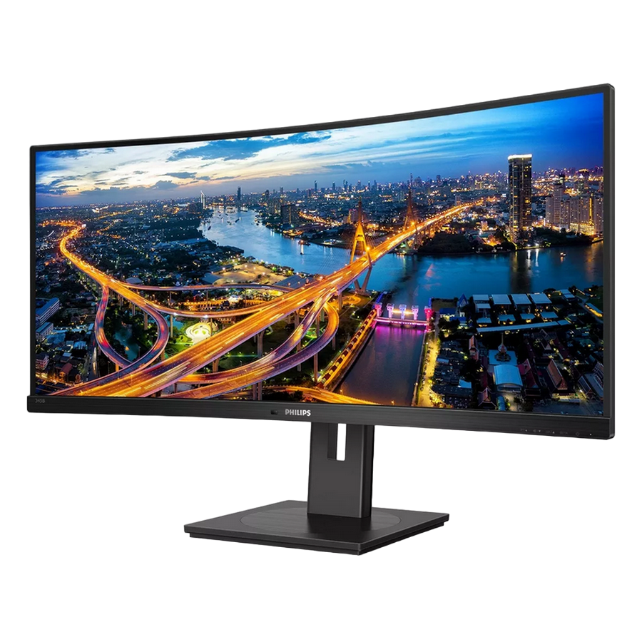 Изогнутый монитор PHILIPS 34" 345B1C, VA, 3440x1440, 100Гц, KVM, с динамиками, Pivot, Черный [5]
