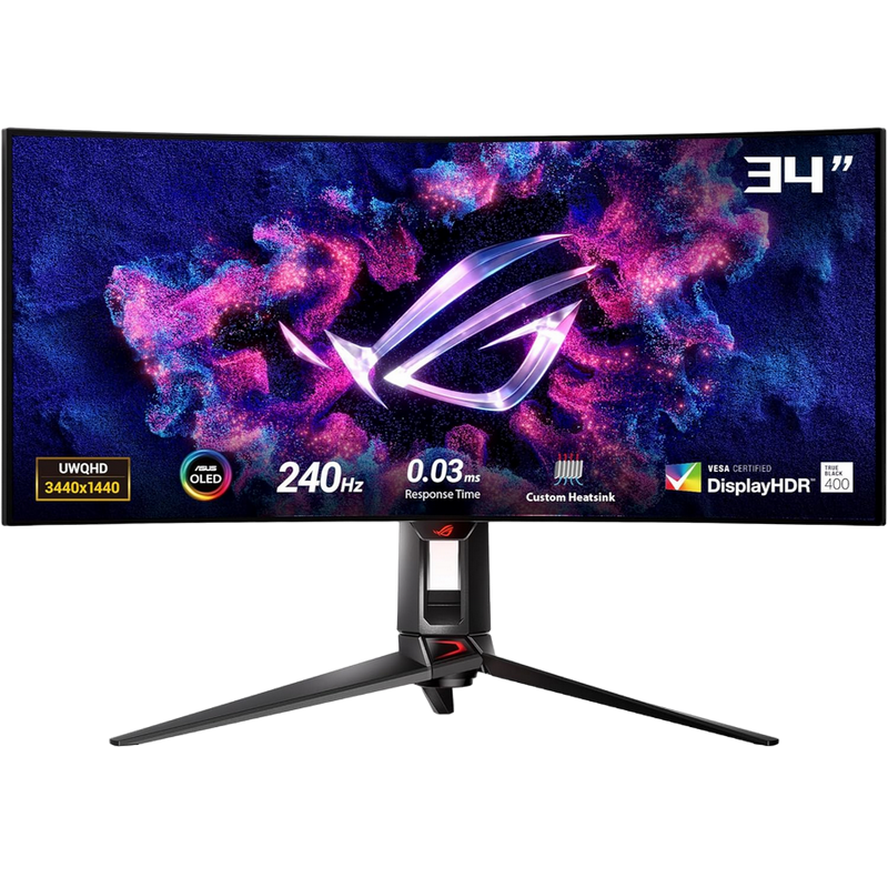 OLED игровой монитор ASUS 34" ROG Swift PG34WCDM, 3440x1440, 240Гц, 0.03мс, G-Sync, HDR400, Черный [3]