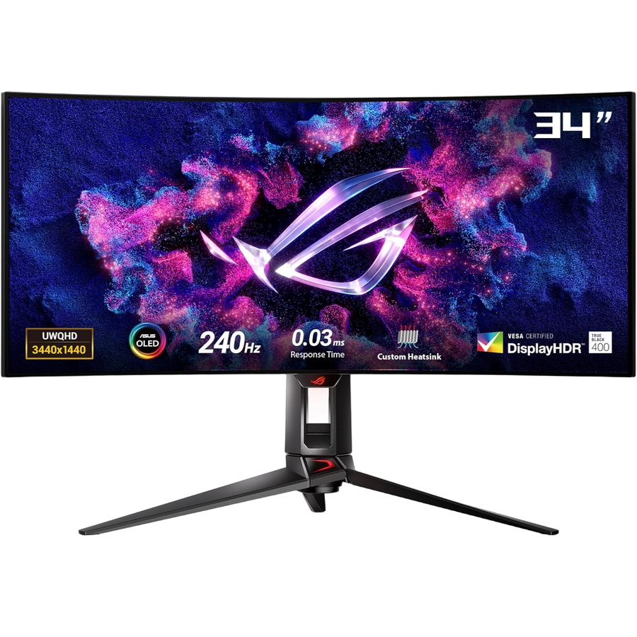 OLED игровой монитор ASUS 34" ROG Swift PG34WCDM, 3440x1440, 240Гц, 0.03мс, G-Sync, HDR400, Черный [4]