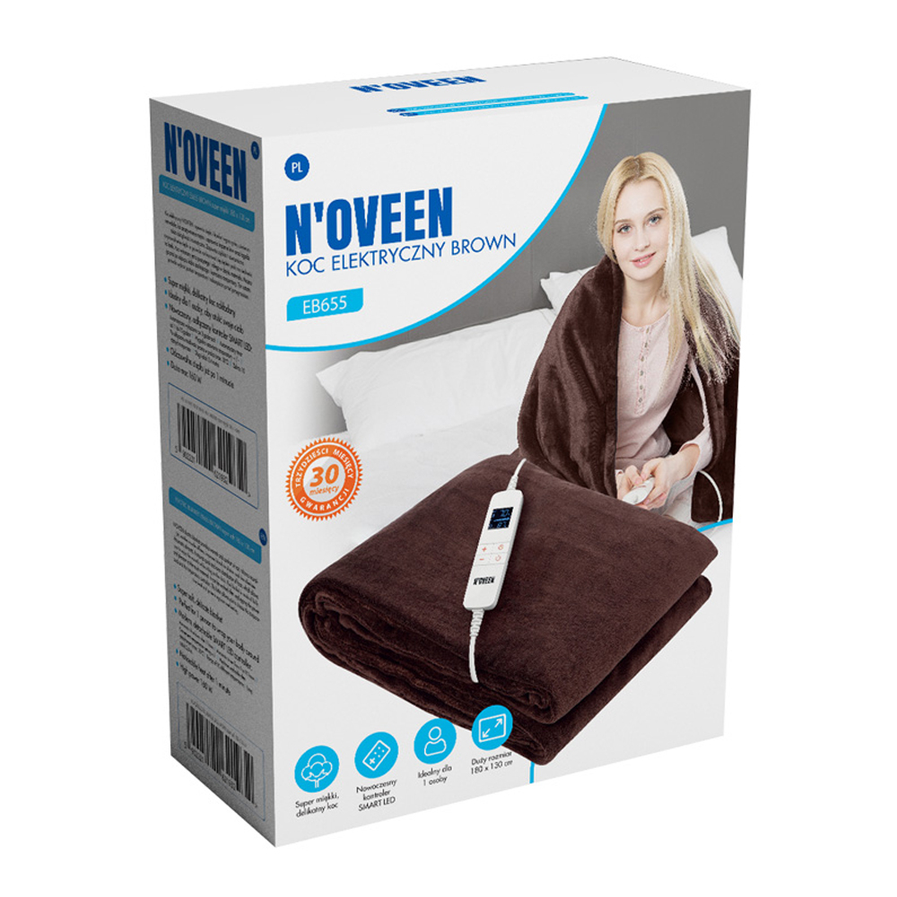 NOVEEN Electric Heated Blanket EB655 Brown 180x130 cm [3]