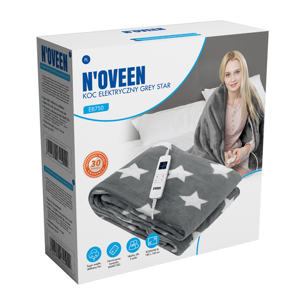 Электрический плед NOVEEN EB750 серого цвета со звёздами размером 180х160 см. [3]