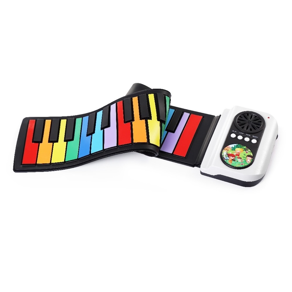 Pian pentru copii Bluetooth Roll up Piano 37 Colored keys.Rainbow Color [2]