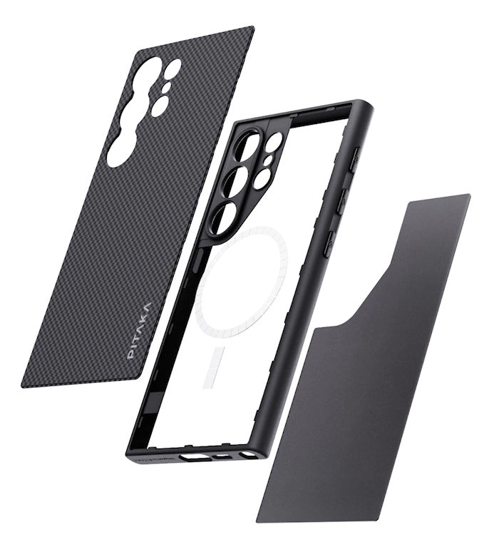 Husa Pitaka MagEZ Pro 4 pentru Samsung Galaxy S24 Ultra PIN Button Black/Grey Twill [5]