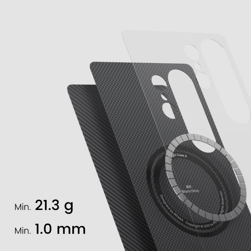 Чехол Pitaka Ultra-Slim для Samsung S25 Black/Grey [4]