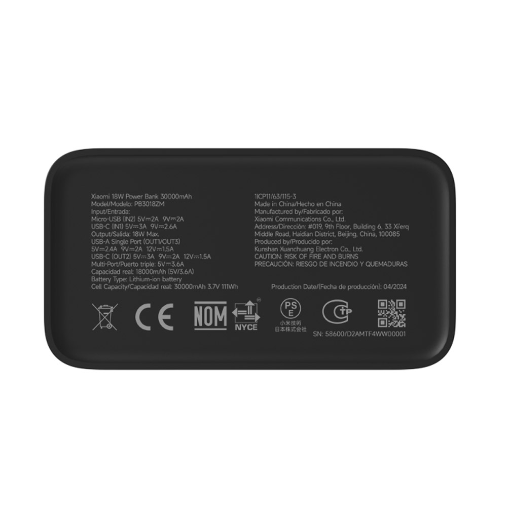 Xiaomi Power Bank 18W 30000 мАч, Черный [4]