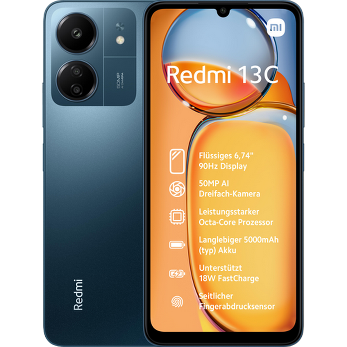 Telefon Redmi 13C 8/256 Gb EU Navy Blue Diagonala ecranului: 6,74 ", Rezolutia ecranului: 1600 x 720, Max. Rezoluția camerei: 50 MP, Cameră frontală: 8 MP, Capacitate acumulator: 5000 mAh, Chipset: Mediatek MT6769Z Helio G85, Platformă software: Android, [3]