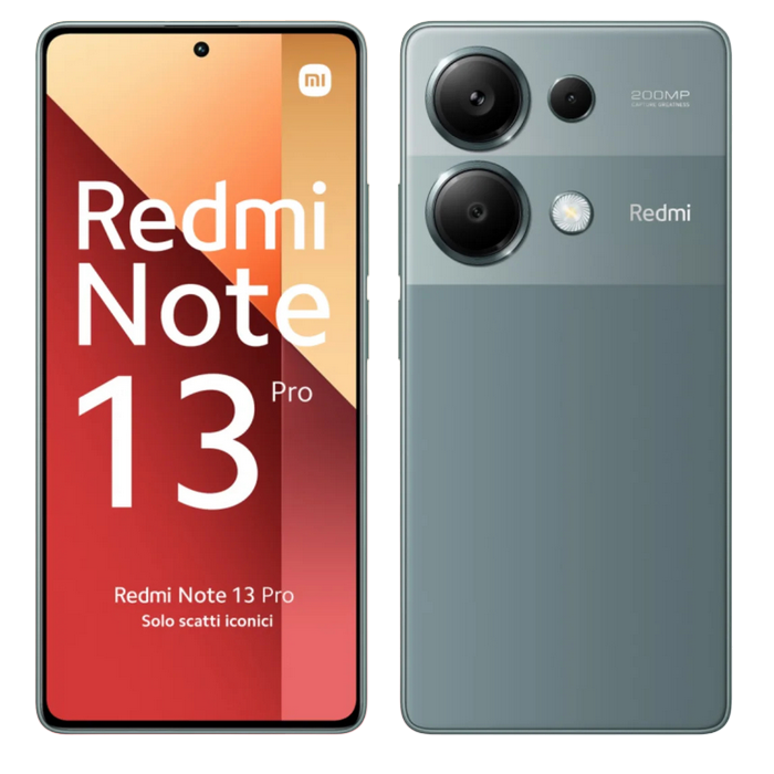 Telefon Redmi Note 13 Pro 12/512GB EU Forest Green Diagonala ecranului: 6,67 ", Rezolutia ecranului: 2400x1080, Max. Rezoluția camerei: 200 MP, Cameră frontală: 16 MP, Capacitate acumulator: 5000 mAh, Chipset: Mediatek Helio G99 Ultra, Platformă software: Android, Grad de protecție: IP54, [5]