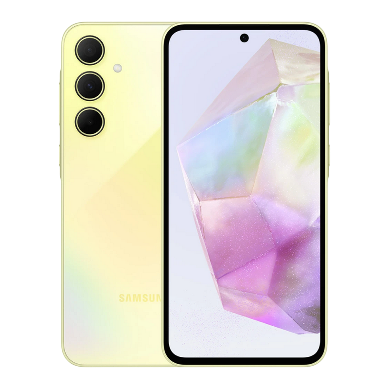 Telefon Samsung Galaxy A35 5G 6/128GB Yellow Diagonala ecranului: 6,6 ", Rezolutia ecranului: 2340x1080, Max. Rezoluția camerei: 50 MP, Cameră frontală: 13 MP, Capacitate acumulator: 5000 mAh, Chipset: Exynos 1380, Platformă software: Android, Grad de protecție: IP67 rezistent la praf/apă, [9]
