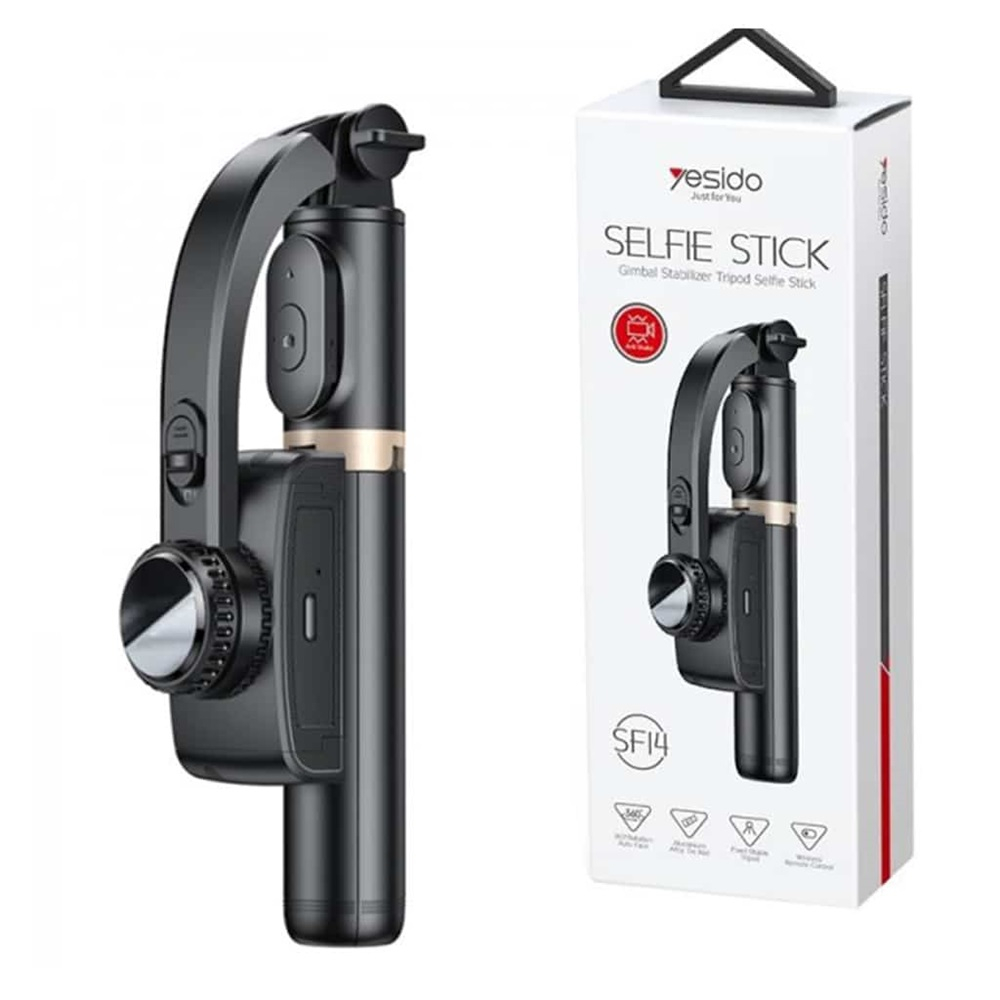 Yesido Bluetooth Selfie Stick, Tripod Foldable Stabilizer (SF14), Black [3]
