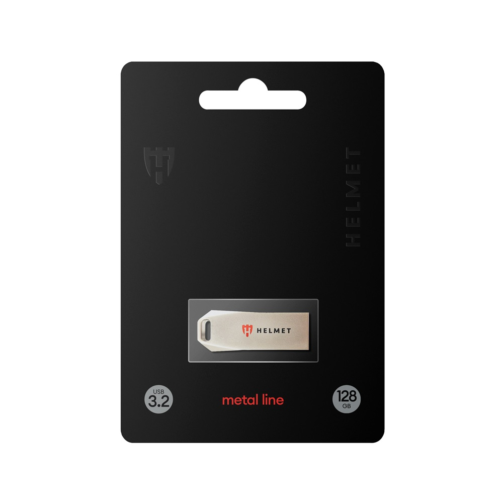 Helmet USB Drive 3.2 Metal Line 128 GB, Silver [2]