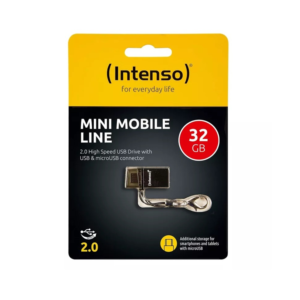 Intenso® USB Drive 2.0 (USB-A & microUSB) Mini Mobile Line 32 GB, Anthracite [3]