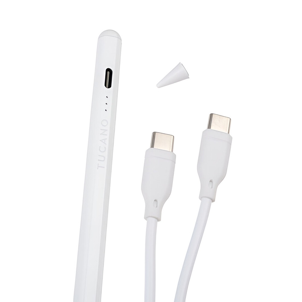 Tucano Stylus Pen Active Magnetic for iPad 7/8/9/10th gen | Air 10.9 4/5th gen | Pro 11 3/4th gen | Pro 12.9 5/6th gen | iPad Mini, White [2]
