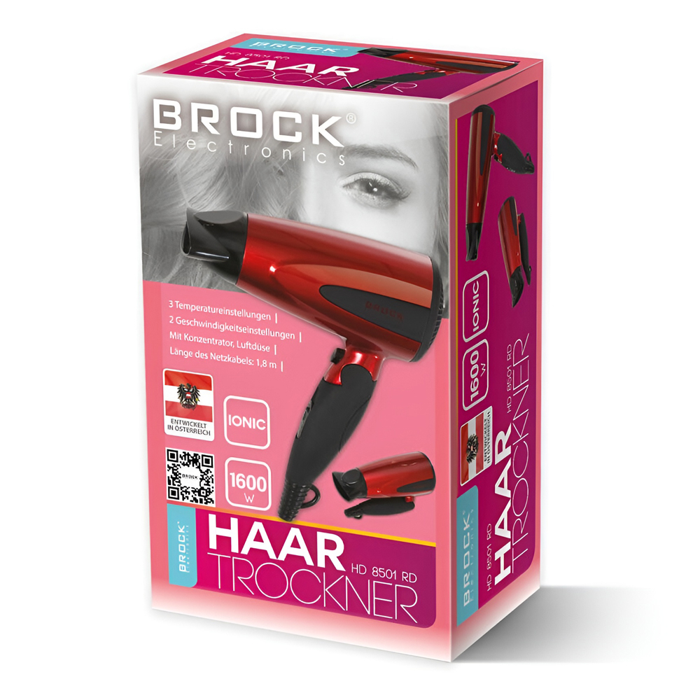 Фен BROCK HD 8501 RD, 1200-1600 Вт, Красный [2]