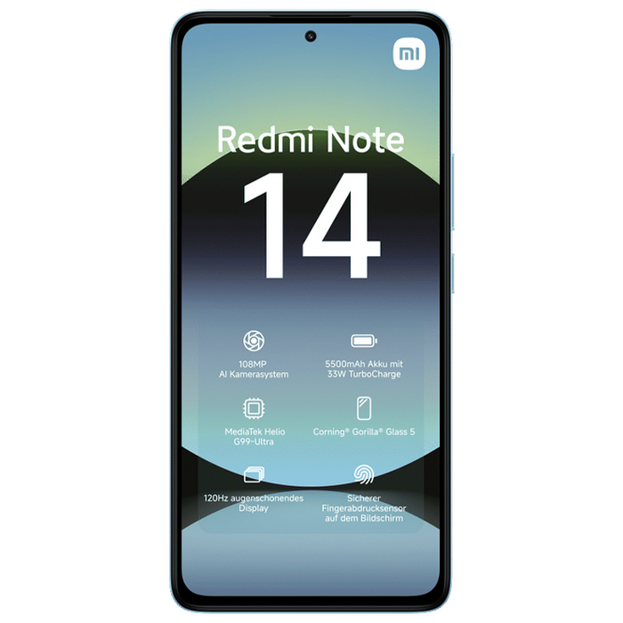 Телефон Xiaomi Redmi Note 14 4G 8/256ГБ EU Blue Диагональ экрана: 6,67 ", Разрешение экрана: 2400x1080, Макс. разрешение камеры: 108 MP, Фронтальная камера: 20 MP, Ёмкость аккумулятора: 5500 mAh, Чипсет: Mediatek Helio G99 Ultra, Программная платформа: Android, Степень защиты: IP54, [3]