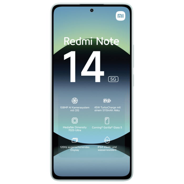 Телефон Xiaomi Redmi Note 14 5G 6/128ГБ EU Coral Green Диагональ экрана: 6,67 ", Разрешение экрана: 2400x1080, Макс. разрешение камеры: 108 MP, Фронтальная камера: 20 MP, Ёмкость аккумулятора: 5110 mAh, Чипсет: Mediatek Dimensity 7025 Ultra, Программная платформа: Android, HyperOS, Степень защиты: IP64, [2]
