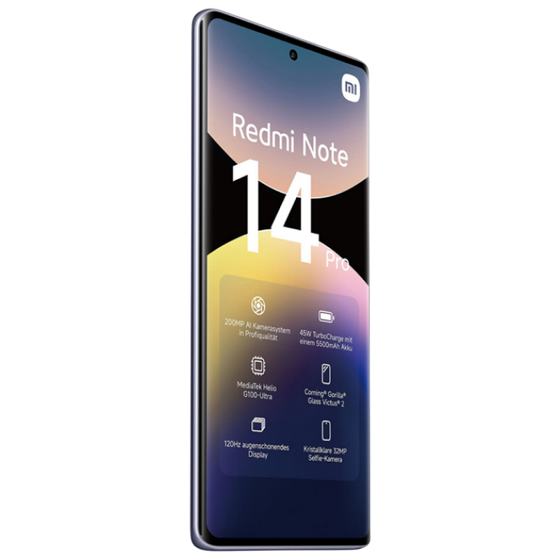 Телефон Xiaomi Redmi Note 14 Pro 4G 8/256ГБ EU Purple Диагональ экрана: 6,67 ", Разрешение экрана: 2400x1080, Макс. разрешение камеры: 200 MP, Фронтальная камера: 32 MP, Ёмкость аккумулятора: 5500 mAh, Чипсет: Mediatek Helio G100 Ultra, Программная платформа: Android, HyperOS, Степень защиты: IP64, [2]