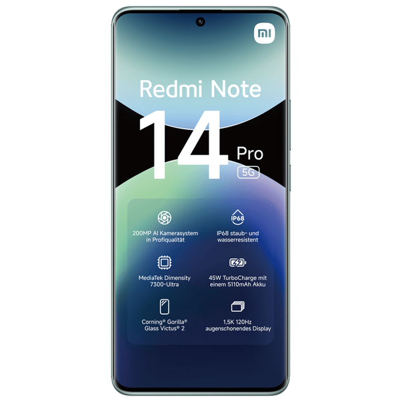 Телефон Xiaomi Redmi Note 14 Pro 5G 8/256ГБ EU Coral Green Диагональ экрана: 6,67 ", Разрешение экрана: 2712x1220, Макс. разрешение камеры: 200 MP, Фронтальная камера: 20 MP, Ёмкость аккумулятора: 5110 mAh, Чипсет: Mediatek Dimensity 7300 Ultra, Программная платформа: Android, HyperOS, Степень защиты: IP68 пыле/водостойкий, [3]