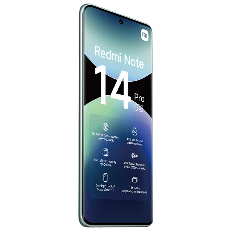 Телефон Xiaomi Redmi Note 14 Pro 5G 8/256ГБ EU Coral Green Диагональ экрана: 6,67 ", Разрешение экрана: 2712x1220, Макс. разрешение камеры: 200 MP, Фронтальная камера: 20 MP, Ёмкость аккумулятора: 5110 mAh, Чипсет: Mediatek Dimensity 7300 Ultra, Программная платформа: Android, HyperOS, Степень защиты: IP68 пыле/водостойкий, [2]
