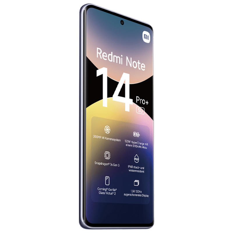Телефон Xiaomi Redmi Note 14 Pro Plus 5G 12/512ГБ EU Lavender Purple Диагональ экрана: 6,67 ", Разрешение экрана: 2712x1220, Макс. разрешение камеры: 200 MP, Фронтальная камера: 20 MP, Ёмкость аккумулятора: 5110 mAh, Чипсет: Qualcomm SM7635 Snapdragon 7s Gen 3, Программная платформа: Android, HyperOS, Степень защиты: IP68 пыле/водостойкий, [2]