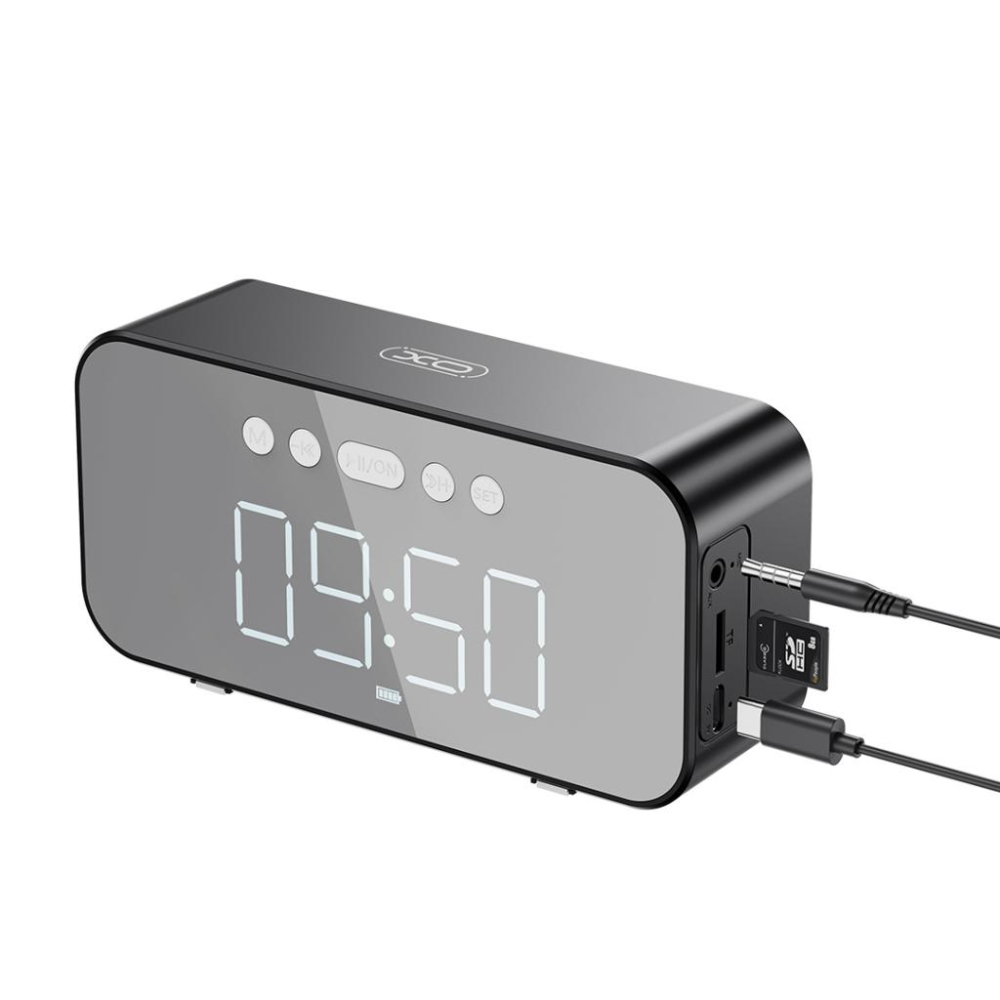 XO F41 Mirror Clock Bluetooth Speaker Black [2]