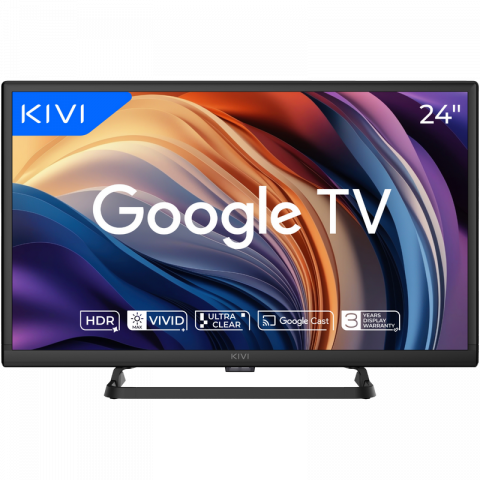 Televizoare si Proiectoare - Televizor KIVI 24" LED SMART TV 24H710QB 1366x768 HD Google TV Negru (24'' MVA, DLED 1368x768 HD Ready, SMART TV (Google TV), Google Chromecast, Google Home, Game Mode, 3x HDMI, 2x USB, Headphone jack 3.5 mm, WiFi, Bluetooth 5.0, DVB-T/T2/C, OSD Language: ENG, RU, RO, Sound by JVC, Speakers 2x5W Dolby Audio, VESA 100x100, 2.7 Kg)
