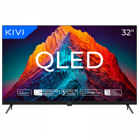 Televizor KIVI 32" LED SMART TV 32F770QB QLED 1920x1080 FHD Android TV Negru Diagonala ecranului: 32 ", Rezoluția Display-ului: 1920x1080 FHD, Tip panou: QLED, Telecomandă: Telecomanda cu infraroșu, Platformă software: Android TV, Wi-Fi: Da, Boxe încorporate: 2x 8 W, USB Type-A: 2x, [12]